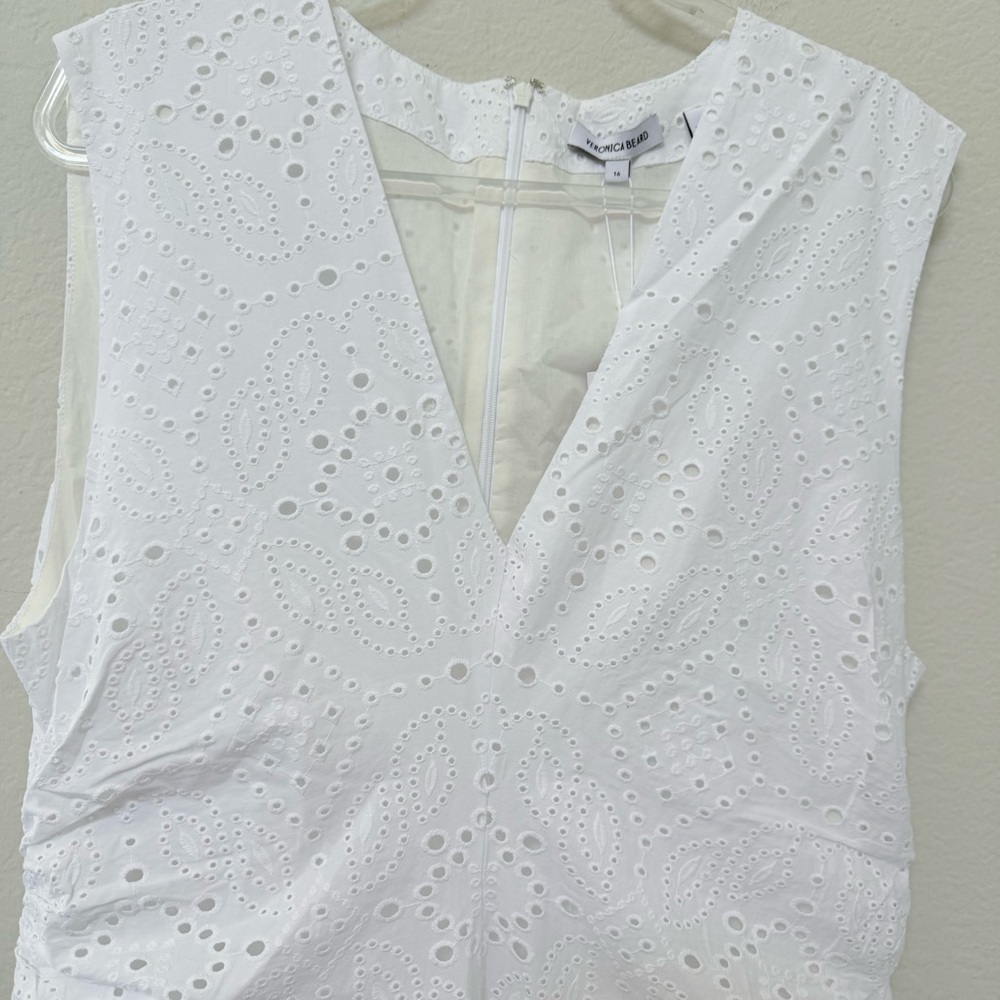 Veronica Beard Aven Midi Dress White Eyelet Size 16 NWT - Picture 2 of 5